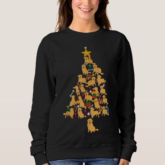 Sudadera Golden Retriever Christmas Tree Funny Xmas Dog (Anverso)