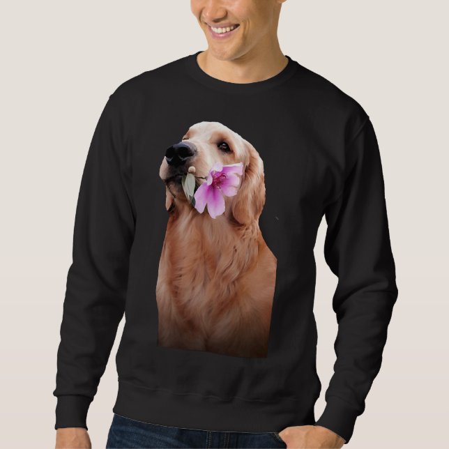 Sudadera Golden Retriever con flor (Anverso)