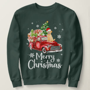 Sudadera Golden Retriever Dog Riding Red Truck Christmas Tr