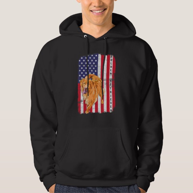 Sudadera Golden Retriever Dog US Flag Happy July 4th Americ (Anverso)