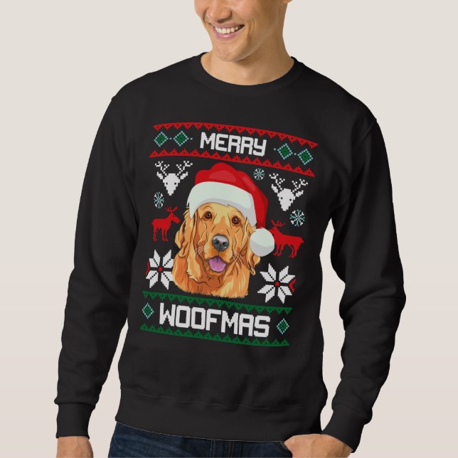 Sudadera Golden Retriever Merry Woofmas Sweat Dog Navidades (Anverso)