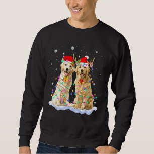 Sudadera Golden Retriever Navidades Santa Hat Reindeer Ligh