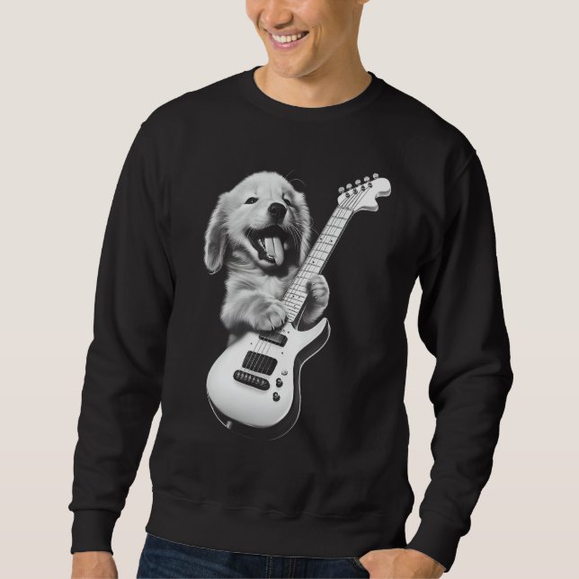 Sudadera Golden Retriever Puppy Tocando guitarra - Graciosa (Anverso)