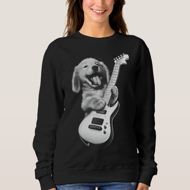 Sudadera Golden Retriever Puppy Tocando guitarra - Graciosa (Anverso)