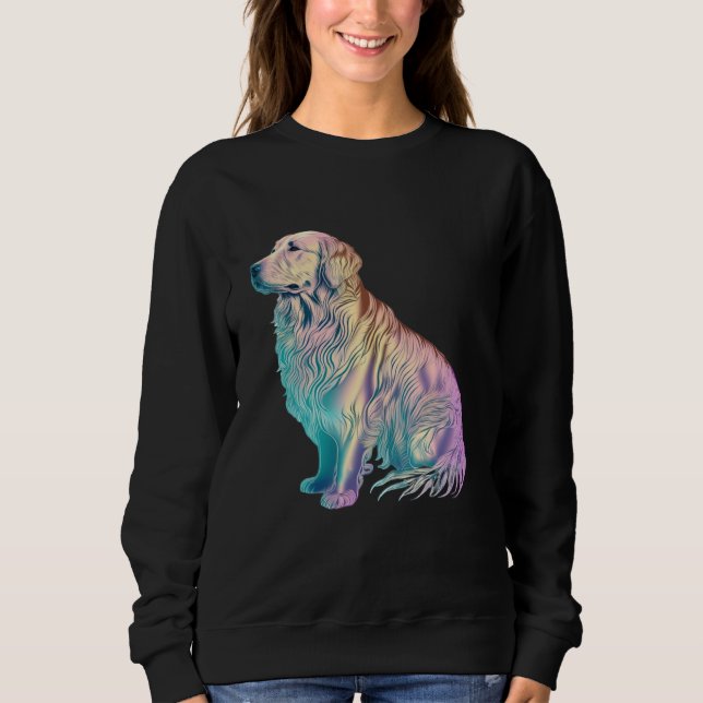Sudadera Golden Retriever Vaporwave Retrowave Aesthetic  2 (Anverso)