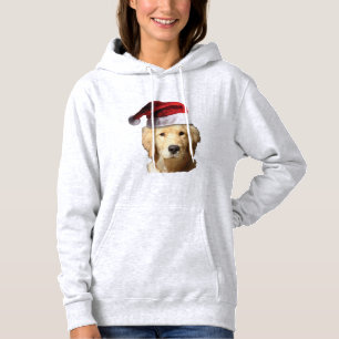 Sudadera Golden Retriever vistiendo un gorra de Santa Claus