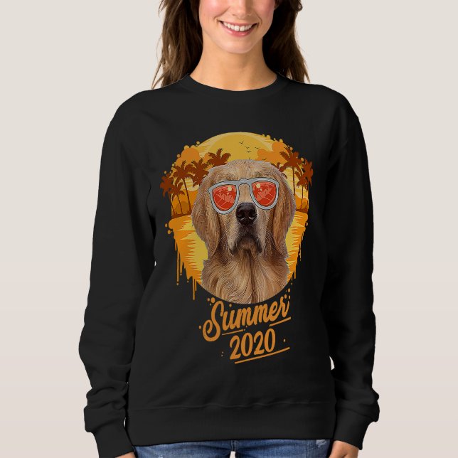 Sudadera Golden Retriever With Sunglasses Palm Tree Beach S (Anverso)