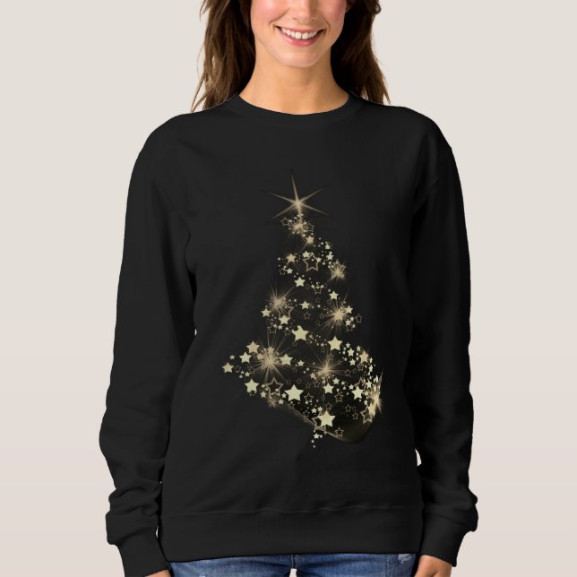 Sudadera Golden Shine of Stars on Christmas Tree Dark  (Anverso)