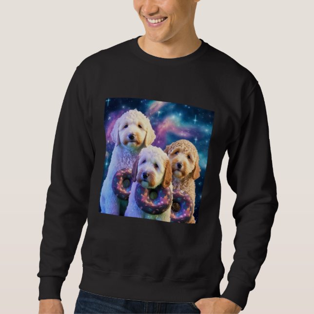 Sudadera Goldendoodle In Space With Donuts Cute Doodle Boys (Anverso)