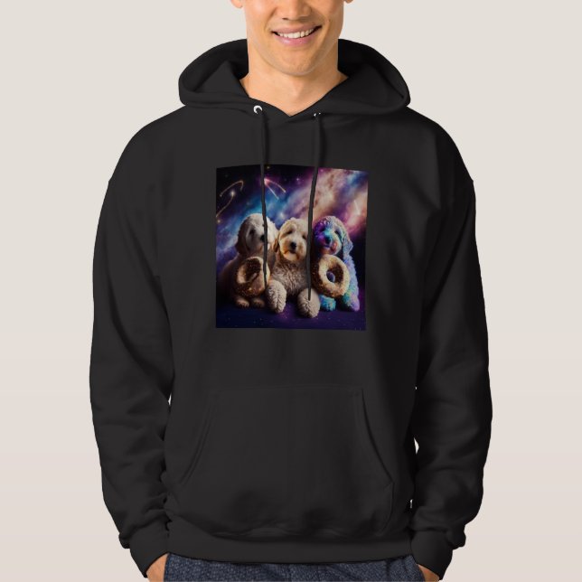 Sudadera Goldendoodle In Space With Donuts Cute Doodle Boys (Anverso)