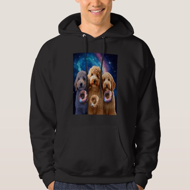 Sudadera Goldendoodle In Space With Donuts Cute Doodle Boys (Anverso)