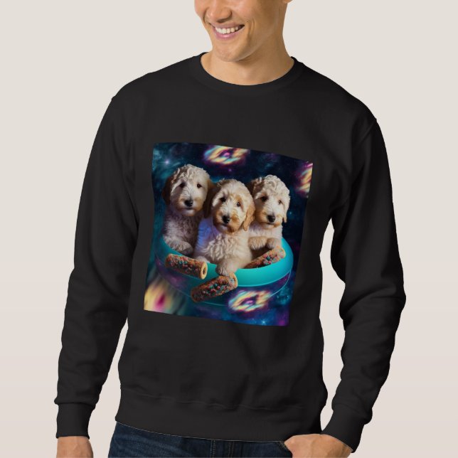 Sudadera Goldendoodle In Space With Donuts Cute Doodle Boys (Anverso)