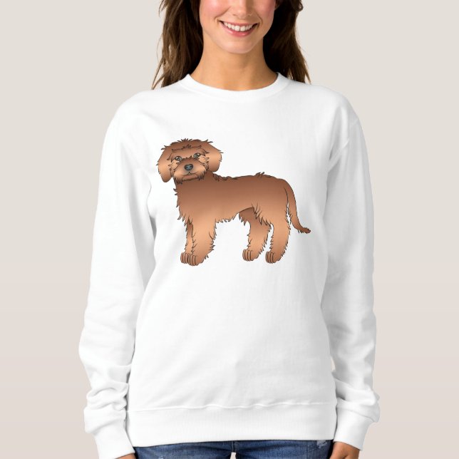 Sudadera Goldendoodle Mini Rojo Perrito Lindo Dibujo Animad (Anverso)