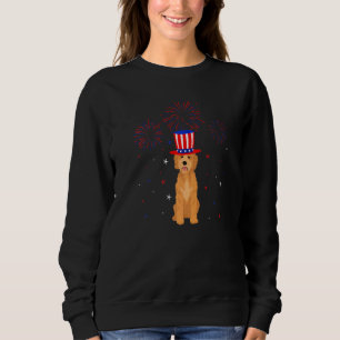 Sudadera Goldendoodle Perro Rojo Azul Blanco Fuegos artific