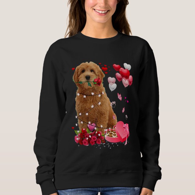Sudadera Goldendoodle Rose Heart Happy Valentine Day Dog Mo (Anverso)