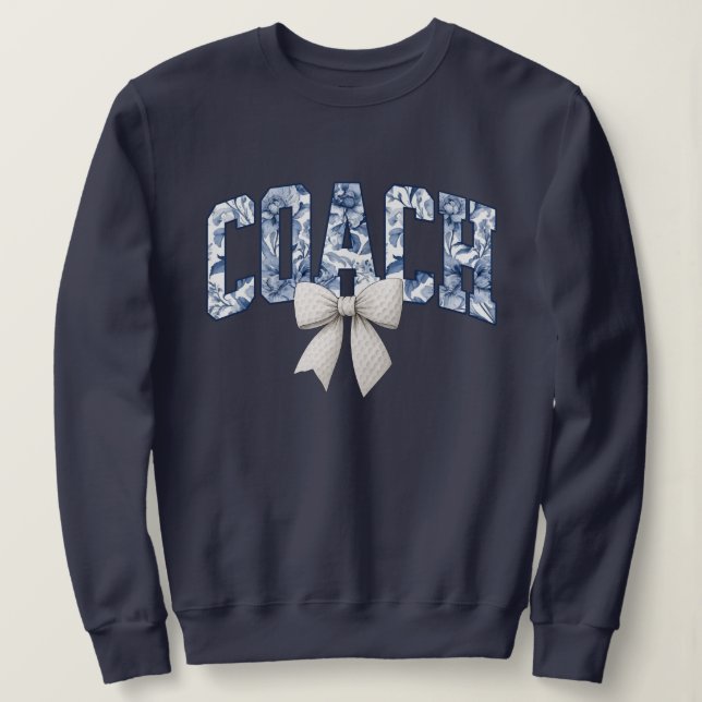 Sudadera Golf Coach Blue Floral Bow (Anverso del diseño)