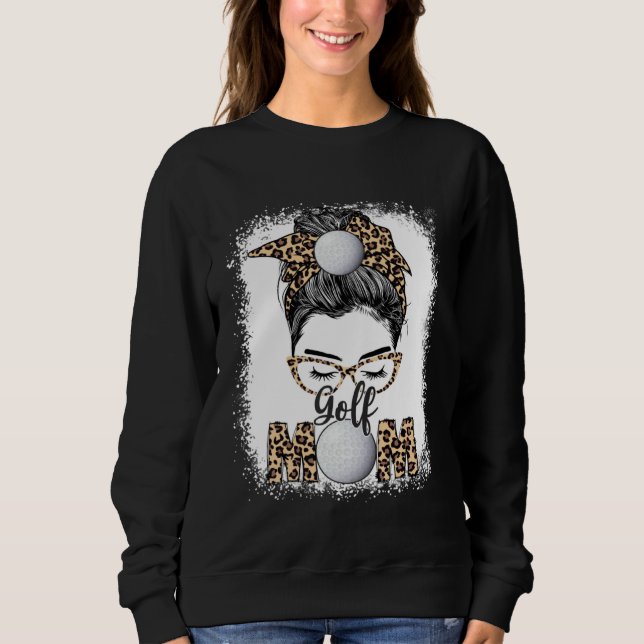 Sudadera Golf Mom Game Day Messy Bun Leopard Mother s Day W (Anverso)