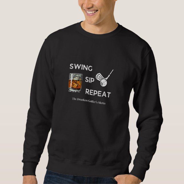 Sudadera Golfing Gracioso Bebiendo Espíritus Whisky Golfer  (Anverso)
