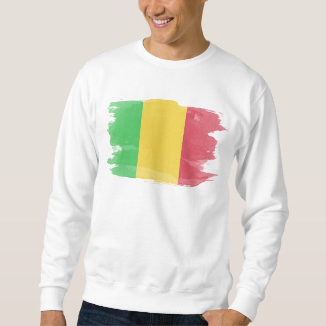 Sudadera Golpe de pincel de bandera de Mali, bandera nacion (Anverso)