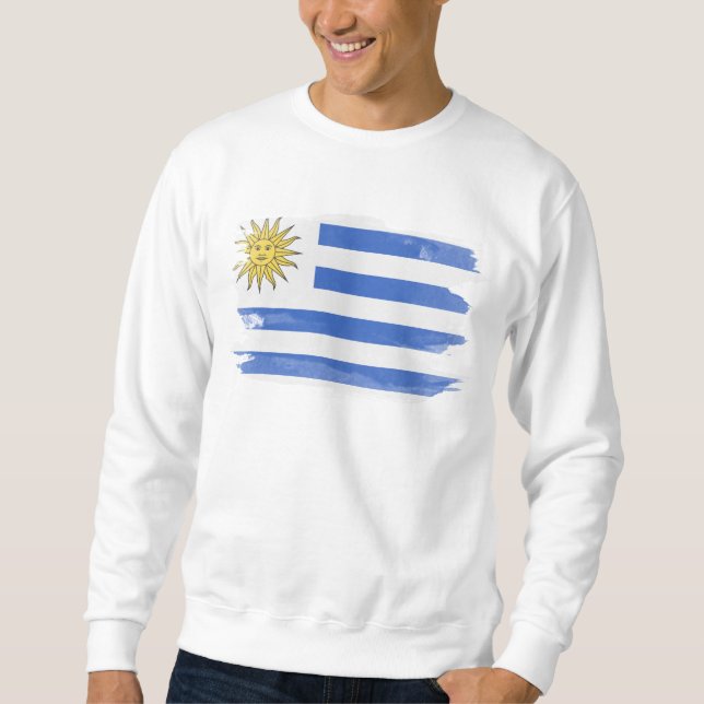 Sudadera Golpe de pincel de bandera uruguaya, bandera nacio (Anverso)