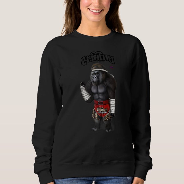 Sudadera Gorila como campeona de boxeo de puntillas muay ta (Anverso)