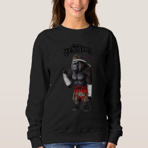 Sudadera Gorila como campeona de boxeo de puntillas muay ta