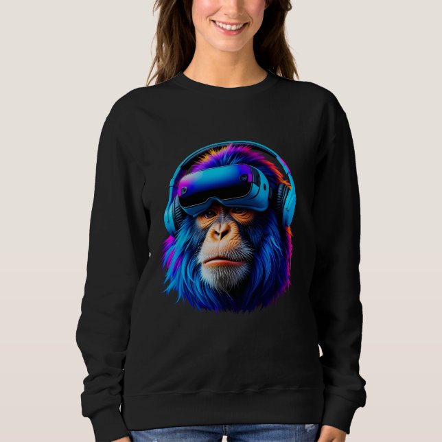 Sudadera Gorila divertida VR Jugando Etiqueta Gorila Monke  (Anverso)