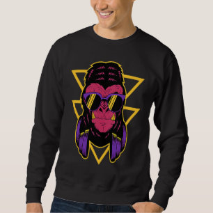 Sudadera Gorila DJ Retro con Auriculares Mono de Espalda Pl