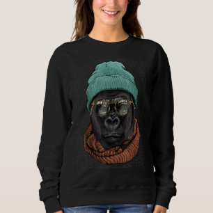 Sudadera Gorila Hipster Animal Vestiendo Gomas Mono Gori