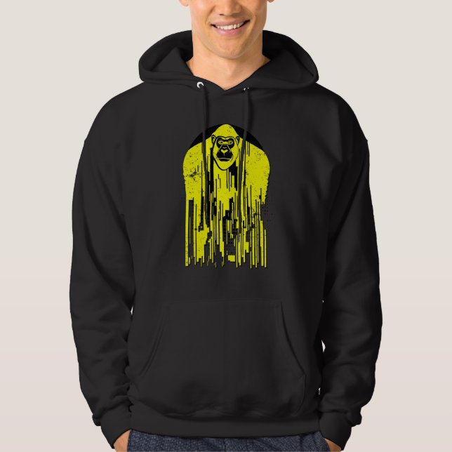 Sudadera Gorila Urbano Simio Mono Negro y Amarillo Abstract (Anverso)