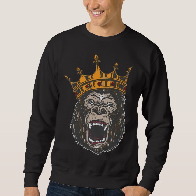 Sudadera Gorilla King angry gorilla face for men women kids (Anverso)