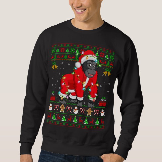 Sudadera Gorilla Lover Xmas coincidiendo con Santa Ugly Gor (Anverso)