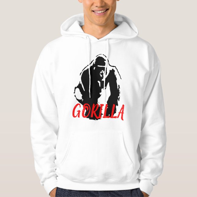 Sudadera Gorilla Pop Art Blanco Negro (Anverso)