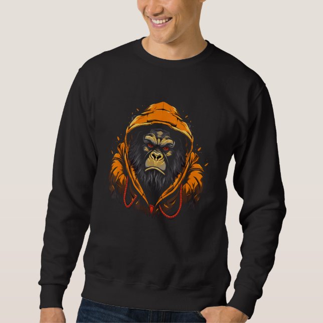 Sudadera Gorilla Wearing Hoodie Ape Wildlife Artwork Monkey (Anverso)
