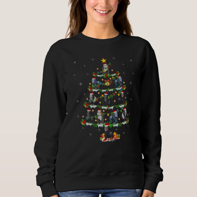 Sudadera Gorilla  Xmas Lights Gorilla Christmas Tree (Anverso)