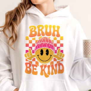 Sudadera Gorra Bruh Sé Amable Cara Feliz Gradiente Atardece