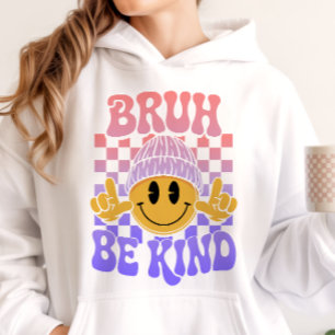 Sudadera Gorra Bruh Sé Amable Cara Feliz Gradiente Pastel
