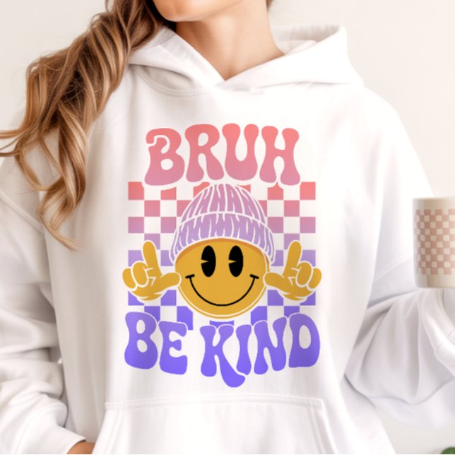 Sudadera Gorra Bruh Sé Amable Cara Feliz Gradiente Pastel (Subido por el creador)