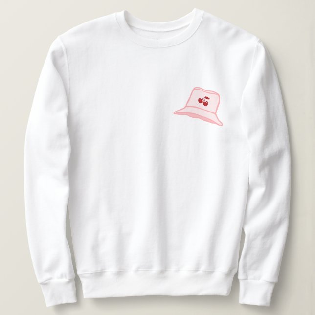 Sudadera Gorra cubeta de cereza coqueta rosa bebé dibujos a (Anverso del diseño)