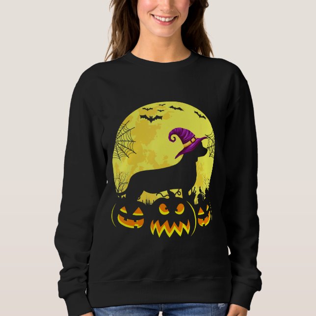 Sudadera Gorra de brujas de Costume Halloween Dachshund (Anverso)