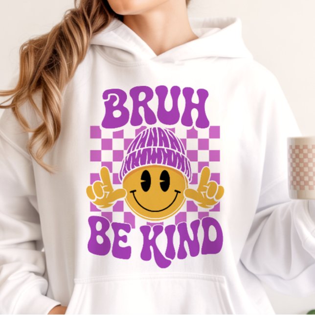 Sudadera Gorra de la Cara Feliz Sé Bueno Bruh Morado (Subido por el creador)