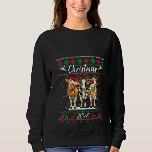 Sudadera Gorra de renos de vaca de Pajama Santa Ugly Christ (Anverso)