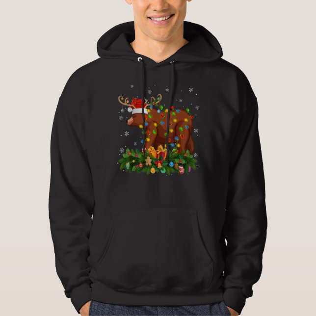 Sudadera Gorra de renos navideños Santa Grizzly Bear Chris (Anverso)