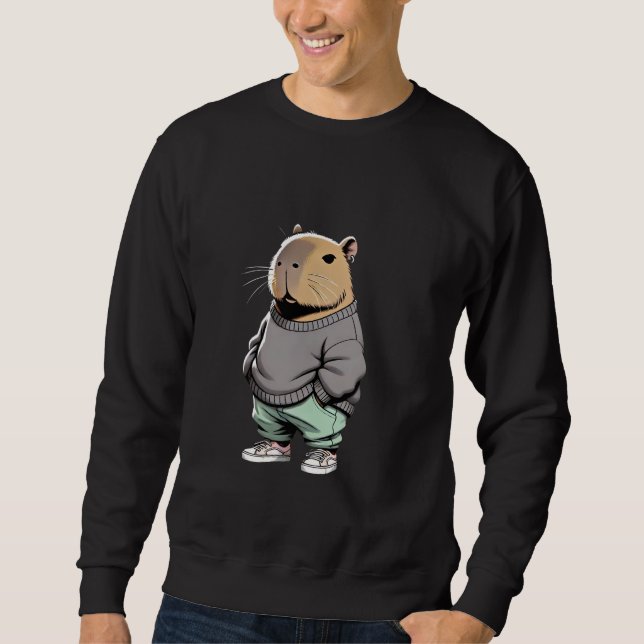 Sudadera Gorras Retro Cool Capybara Estilo Urbano de Moda A (Anverso)
