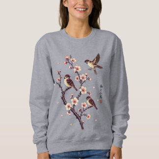 Sudadera Gorriones de primavera en una rama florecida