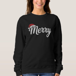 Sudadera Gorro de Santa de Navidad Alegre Negro Negrita