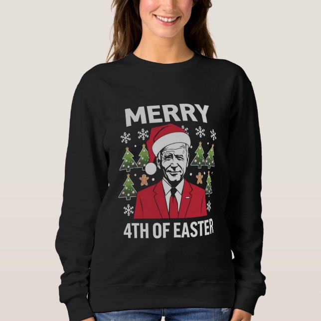 Sudadera Gorro de Santa de Navidad de Joe Biden Feliz 4 de  (Anverso)