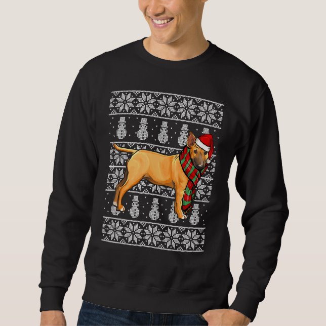 Sudadera Gorro de Santa Xmas Bull Terrier Miniatura Feo Nav (Anverso)