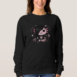 Sudadera Goth E-Girl Axolotl with Pink Chains and Hearts