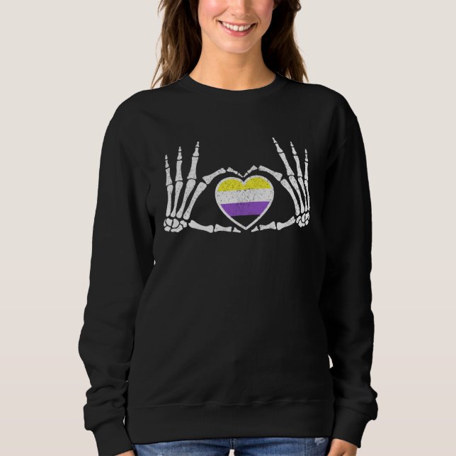 Sudadera Gothic Goth Skeleton Non Binary LGBTQ Halloween Co (Anverso)